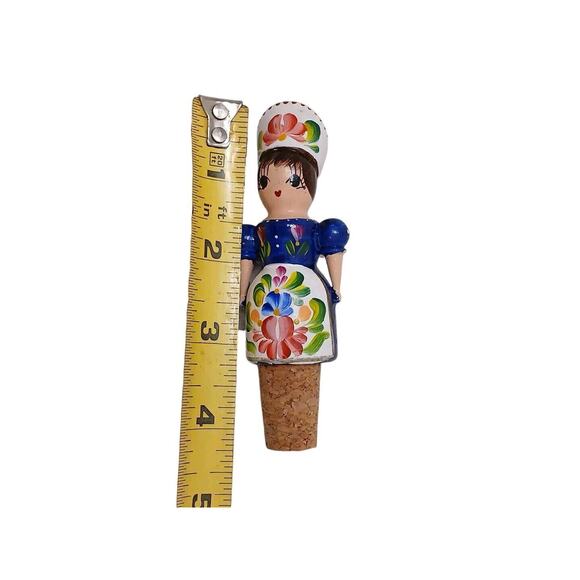 Colorful Hungarian Folk-Art Girl Lady Cork Wine Bottle Stopper Russian European - Picture 8 of 8